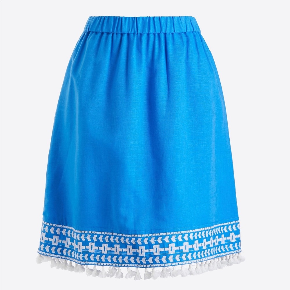 J. Crew Embroidered Pull-on Linen Skirt